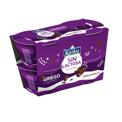 Yogur griego desnatado sin lactosa Kaiku ligero Stracciatella 4x90g