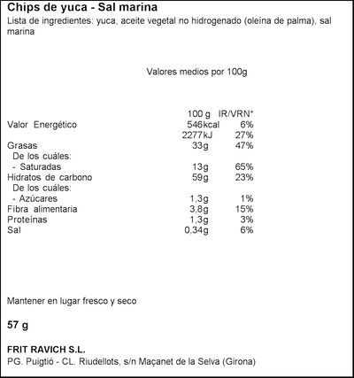 Snacks de yuca chips de sal marina Samai 57g