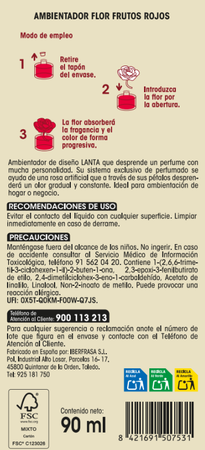 Ambientador tipo flor Lanta 90ml frutos rojos