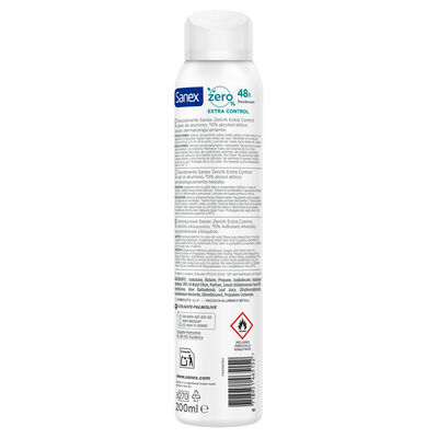 Desodorante spray Sanex Zero% Extra Control protecci&oacute;n 48h 200ml