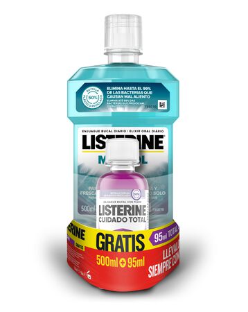 Enjuague bucal Listerine 500ml mentol+95ml cuidado total