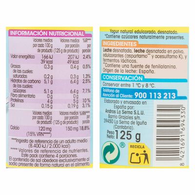 Yogur 0% Alipende pack 4 edulcorado