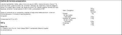 Callos de ternera preparados Rogusa 500g