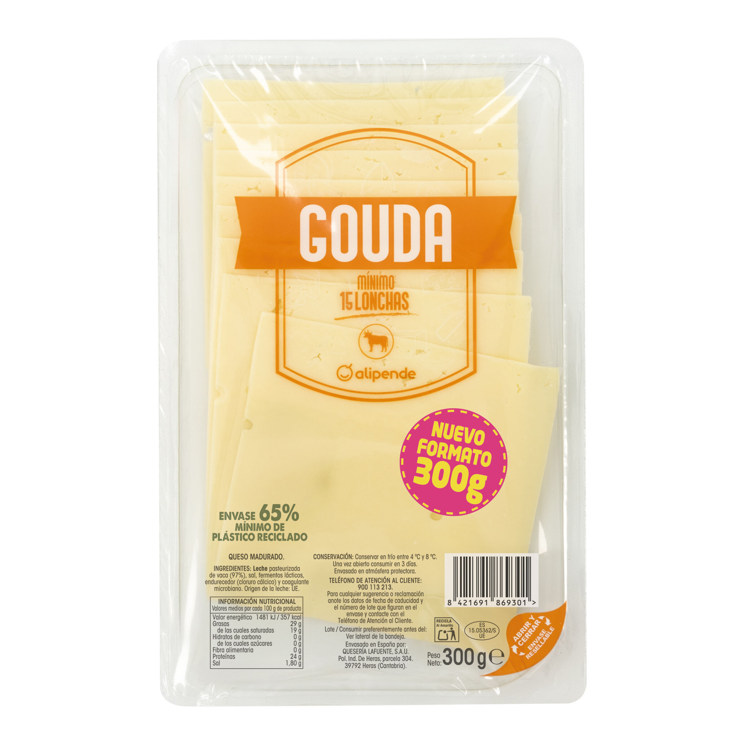 Queso gouda lonchas Alipende 300g