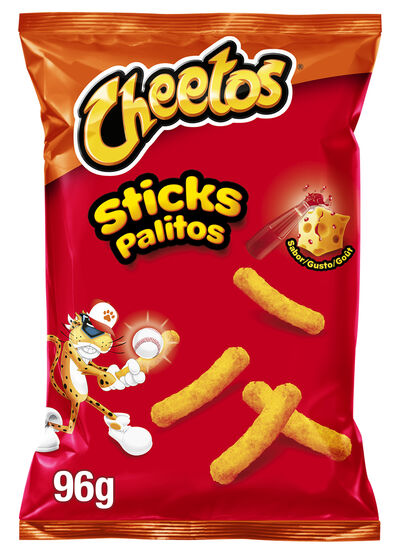 Snack de maíz sticks con sabor a queso y ketchup Cheetos 96g