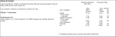 Salsa de tomate receta artesana Sol&iacute;s 350g