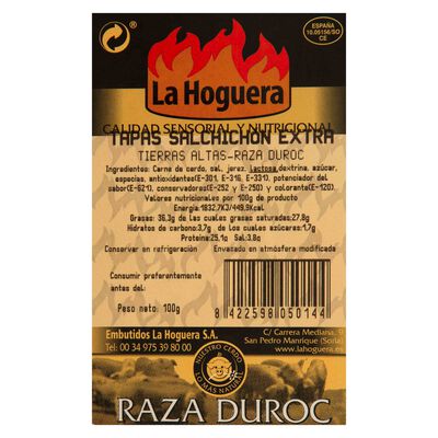 Salchich&oacute;n duroc en tapas La Hoguera 100g