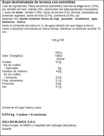 Sopa Gallina Blanca 74g ternera