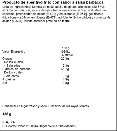 Snack de maíz sin gluten Triskys risi 135g bbq