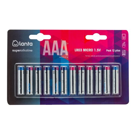 Pila superalcalina Lanta AAA lR03 12 uds