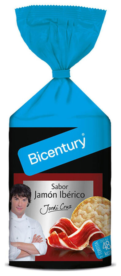 Tortitas de ma&iacute;z Bicentury 123g sabor jam&oacute;n