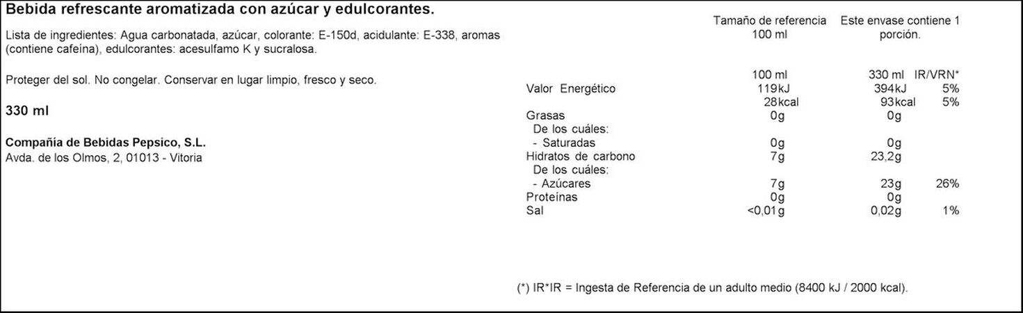 Refresco cola Pepsi lata 33cl