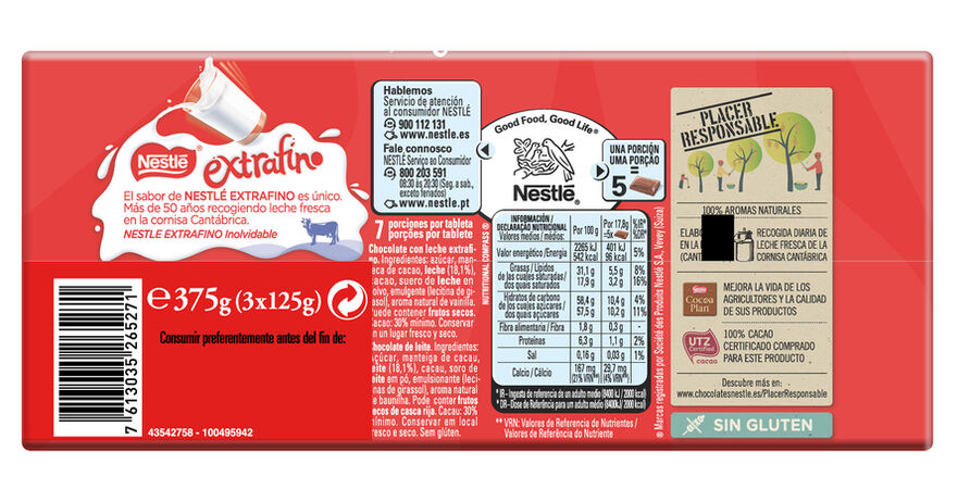 Chocolate con leche sin gluten nestle 125g pack-3