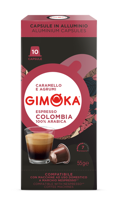C&aacute;psulas de caf&eacute; compatible Nespresso espresso colombia 100% ar&aacute;bica Gimoka 10 c&aacute;psulas
