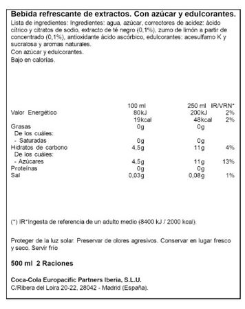 Refresco T&eacute; Fuze Tea 500ml Lim&oacute;n Botella