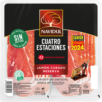 Jam&oacute;n curado en medias lonchas Navidul pack 2 de 69g