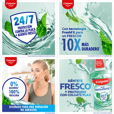 Enjuague bucal sin alcohol plax Colgate 250ml soft mint