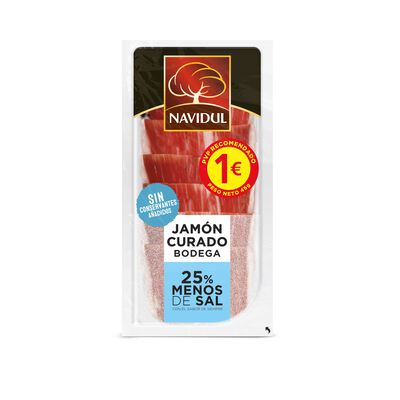 Jam&oacute;n curado en lonchas reducido en sal Navidul 45 gr