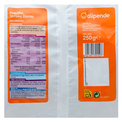 Panecillos tostados Alipende 250g