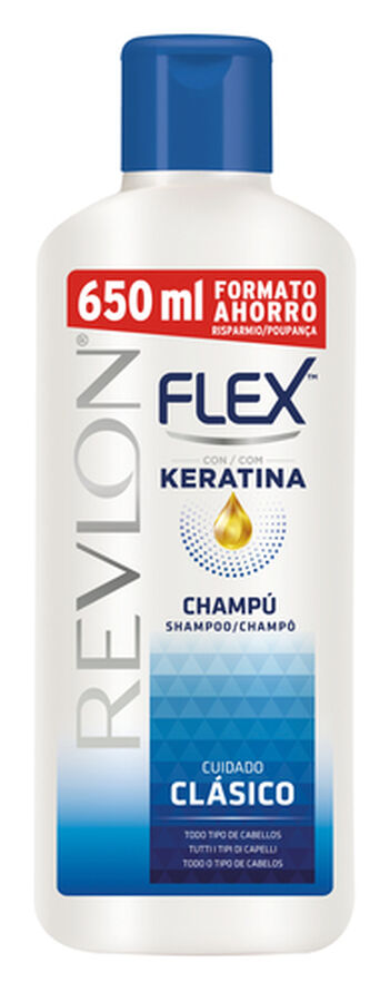Champ&uacute; Flex 650ml cuidado cl&aacute;sico con keratina todo tipo de cabello