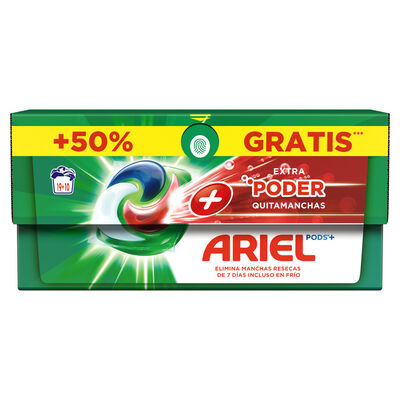 Detergente en cápsulas Pods Ariel 19+8 lavados Extra Power