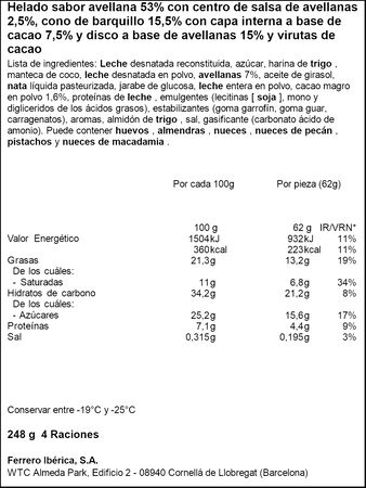 Helado cono Kinder Bueno 4 uds