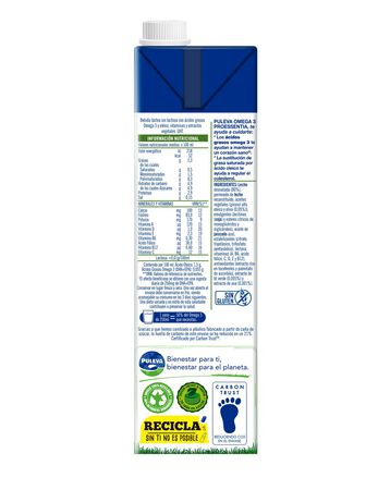 Bebida l&aacute;ctea sin lactosa Puleva 1l omega3