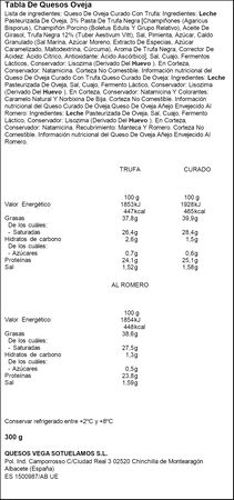 Queso en cu&ntilde;a con trufa curado y romero Vega Sotuelamos 300 g