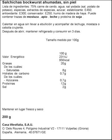 Salchichas alemanas bockwurst Poppenburger 200g