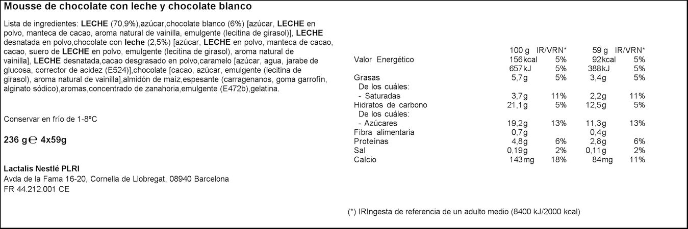 Mousse dúo La Lechera pack 4 chocolate blanco