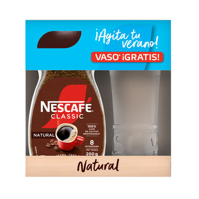 Café soluble natural con vaso Nescafé 200g