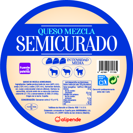 Queso semicurado Alipende