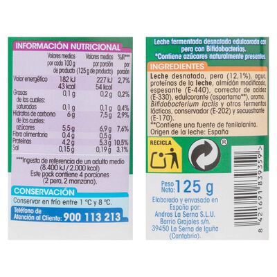 Bífidus Alipende sin azúcar añadido pack 4 manzana y pera