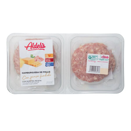 Hamburguesa de pollo con queso Aldelis pack 4 de 80g