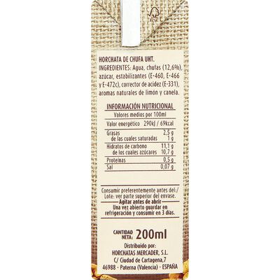 Horchata Chufa Mercader 200 ml Pack de 3