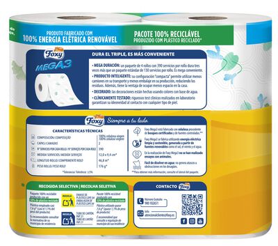 Papel higi&eacute;nico Foxy 4 rollos Mega3