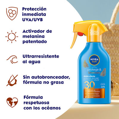 Crema solar pistola Nivea 270ml protege&broncea FPS 30