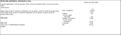 Zumo de arándanos manzana y uva refrigerado La Huerta 750ml