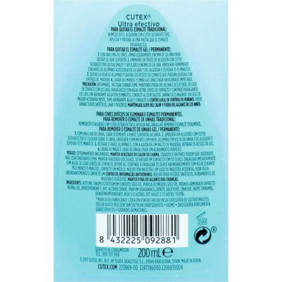 Quitaesmaltes Cutex 200 ml Ultra efectivo