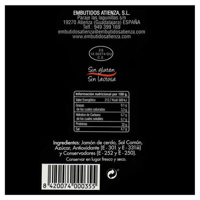 Jam&oacute;n gran reserva hembra Atienza piment&oacute;n peso aproximado  PIEZA 8k