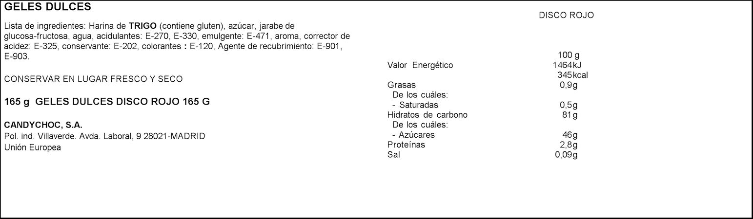 Regaliz Migueláñez 165g discos rojos