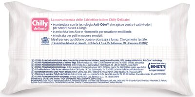 Toallitas íntimas desechables Chilly 12 uds delicado fórmula suave