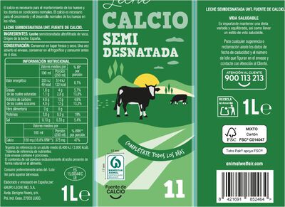 Leche Alipende calcio 1l semidesnatada