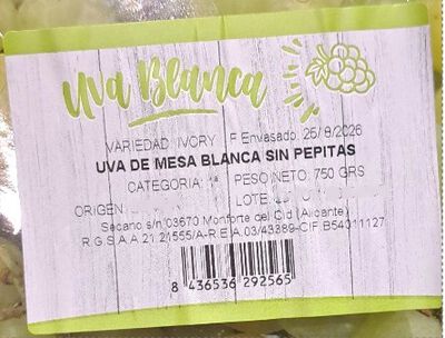 Uva blanca sin semilla 750g