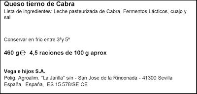 Queso de cabra tierno Vega e Hijos 460 g