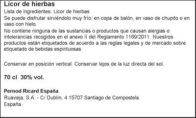 Licor de hierbas Ruavieja 70cl