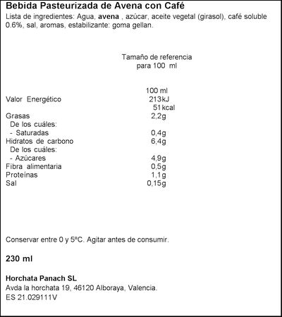 Bebida de avena con café La Ve Vivida 230 ml