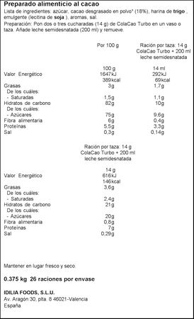Cacao Cola-Cao turbo 375g