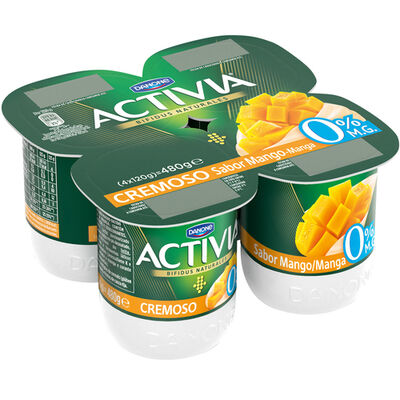 Bífidus Activia 0% pack 4 frutas mango