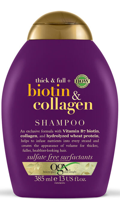 Champ&uacute; Biotina y Col&aacute;geno OGX Cabello Fino,385 ml